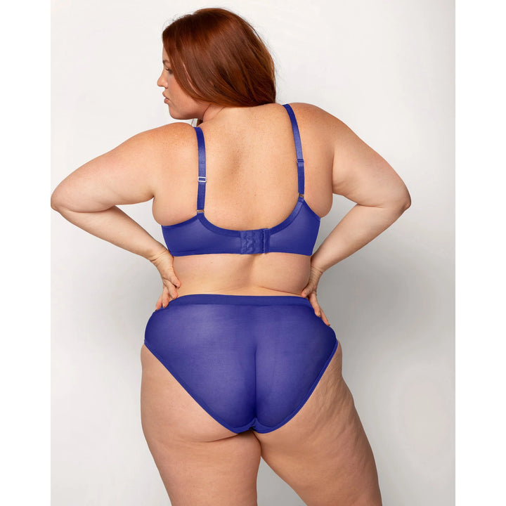 Sheer Mesh Plunge T-Shirt Bra - Cosmic Blue