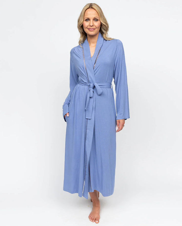 Brooke Lace Detail Jersey Long Dressing Robe