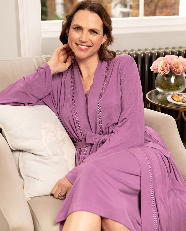 Rhea Lace Detail Jersey Long Robe