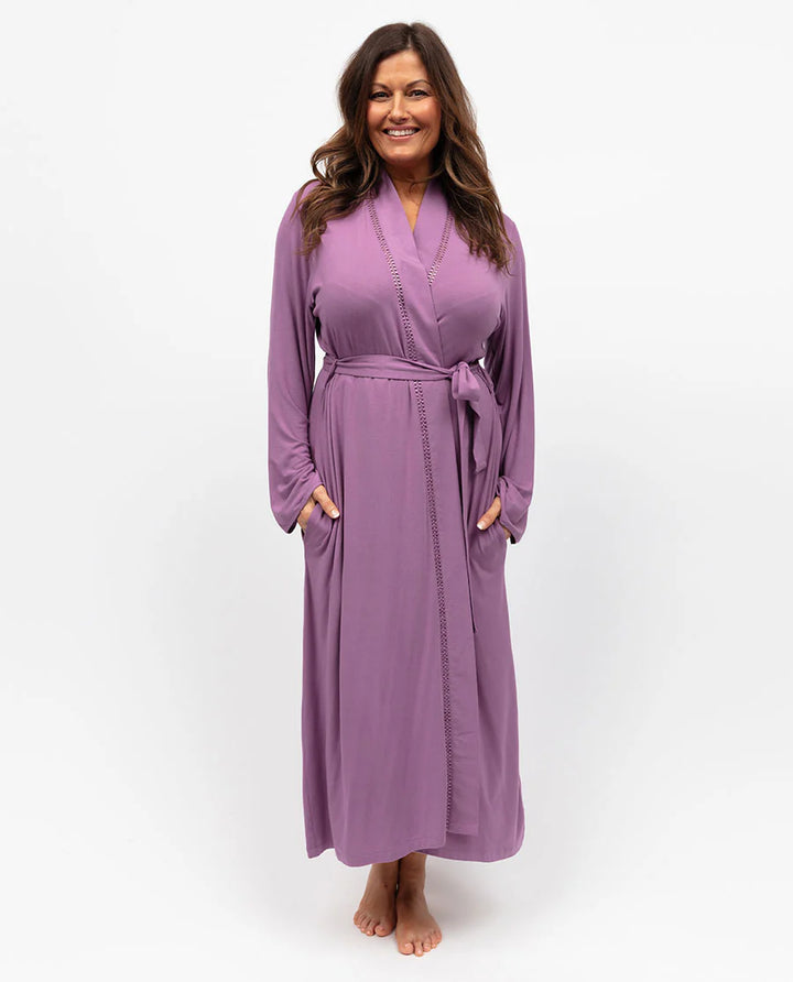 Rhea Lace Detail Jersey Long Robe