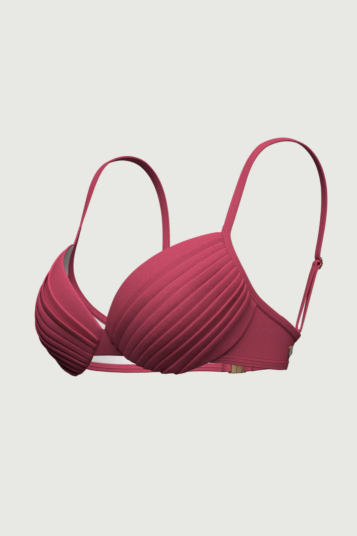 Core Solid Sangria Pleat Bikini Top - Size 8