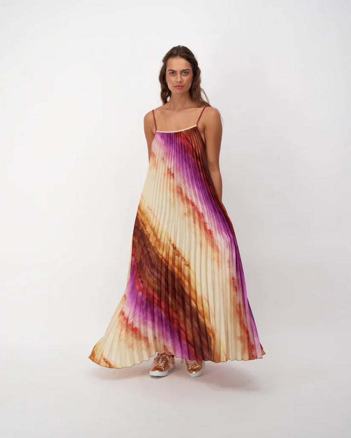 Plisse Pleated Purple Rush Maxi Dress