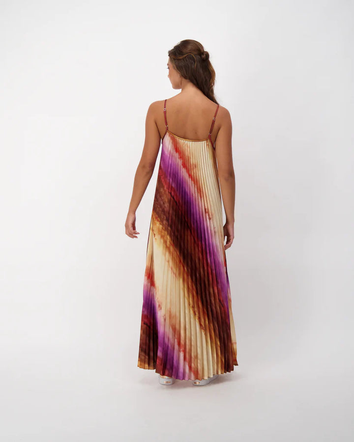 Plisse Pleated Purple Rush Maxi Dress