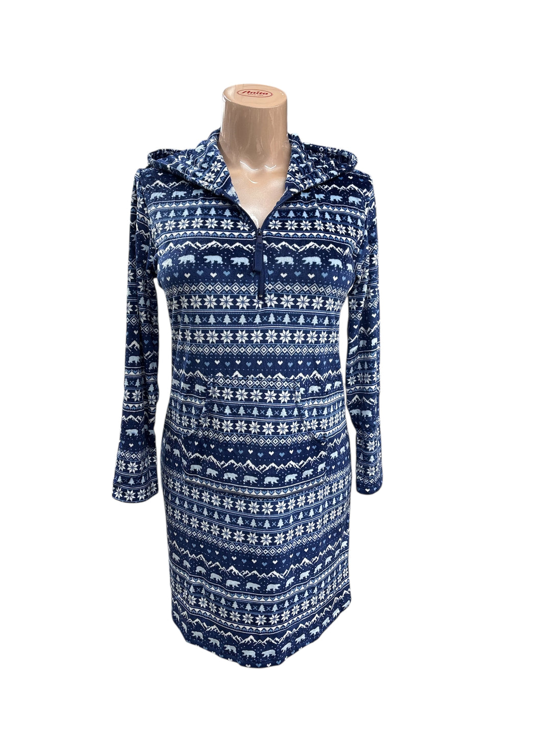 Winter Print Hooded Sleep Chemise