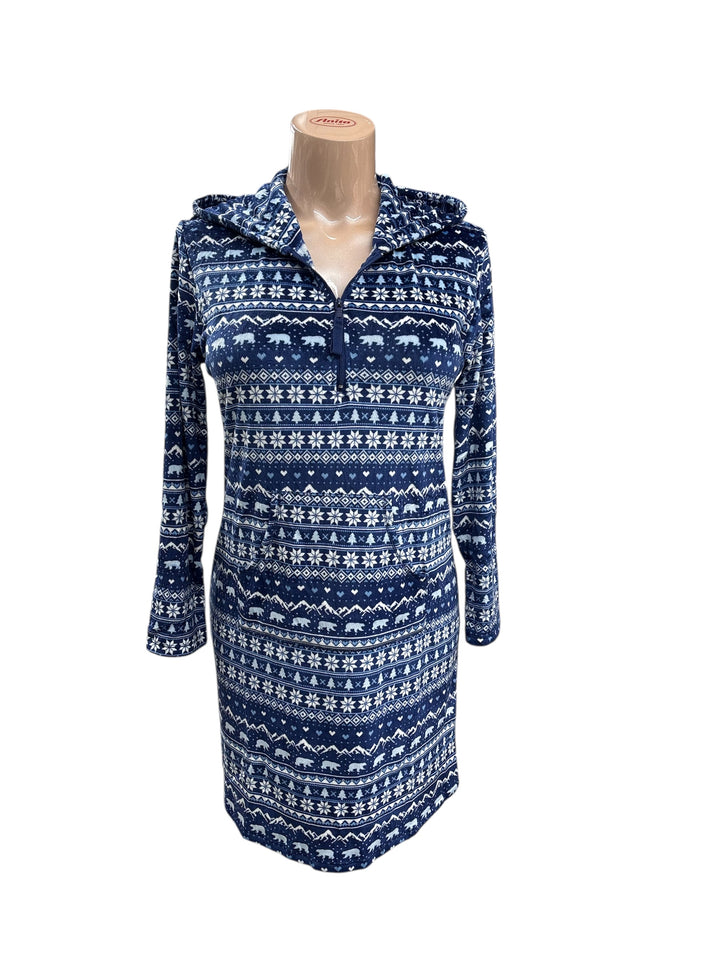 Winter Print Hooded Sleep Chemise