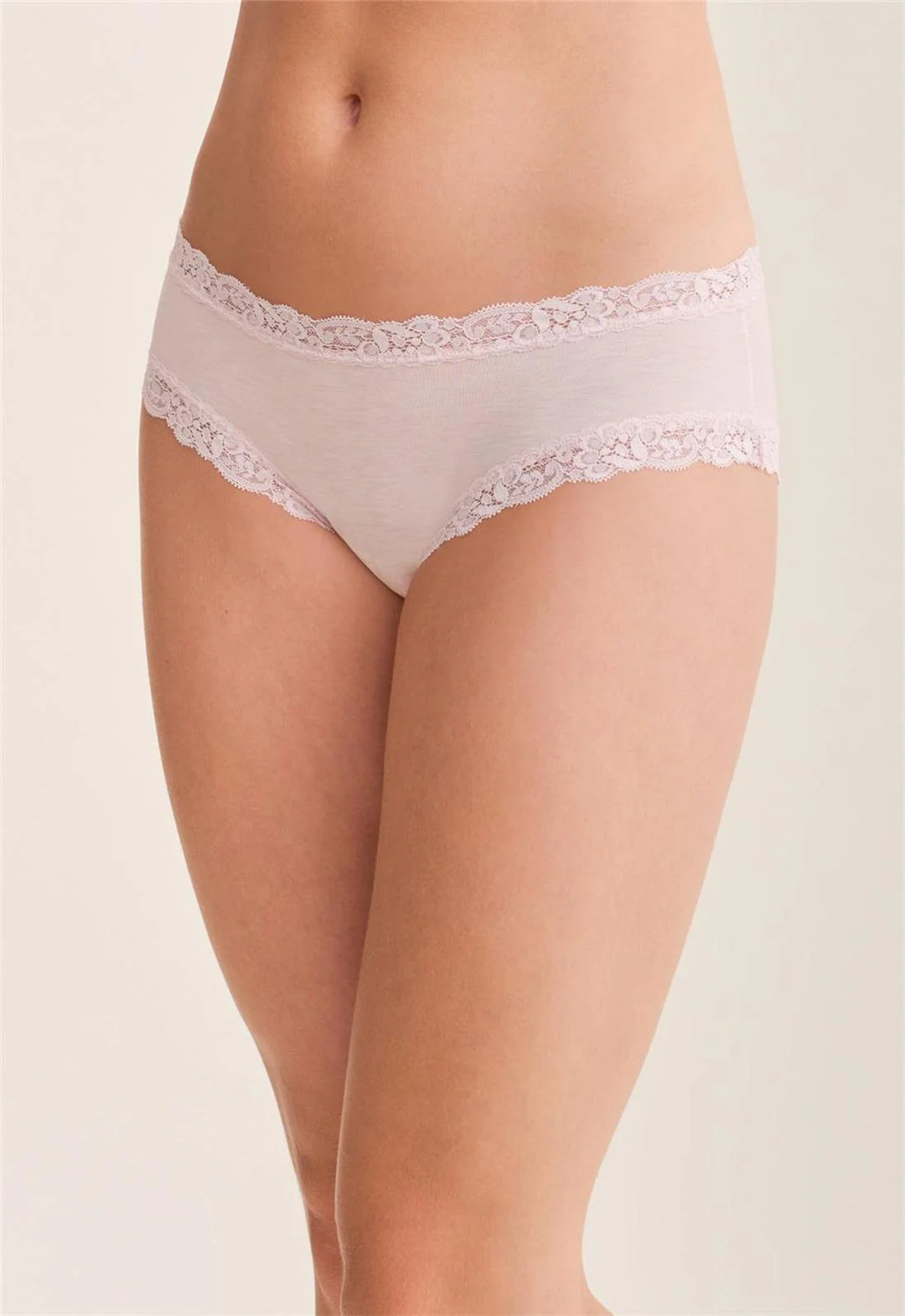 Lace-trimmed underwear on a plain background