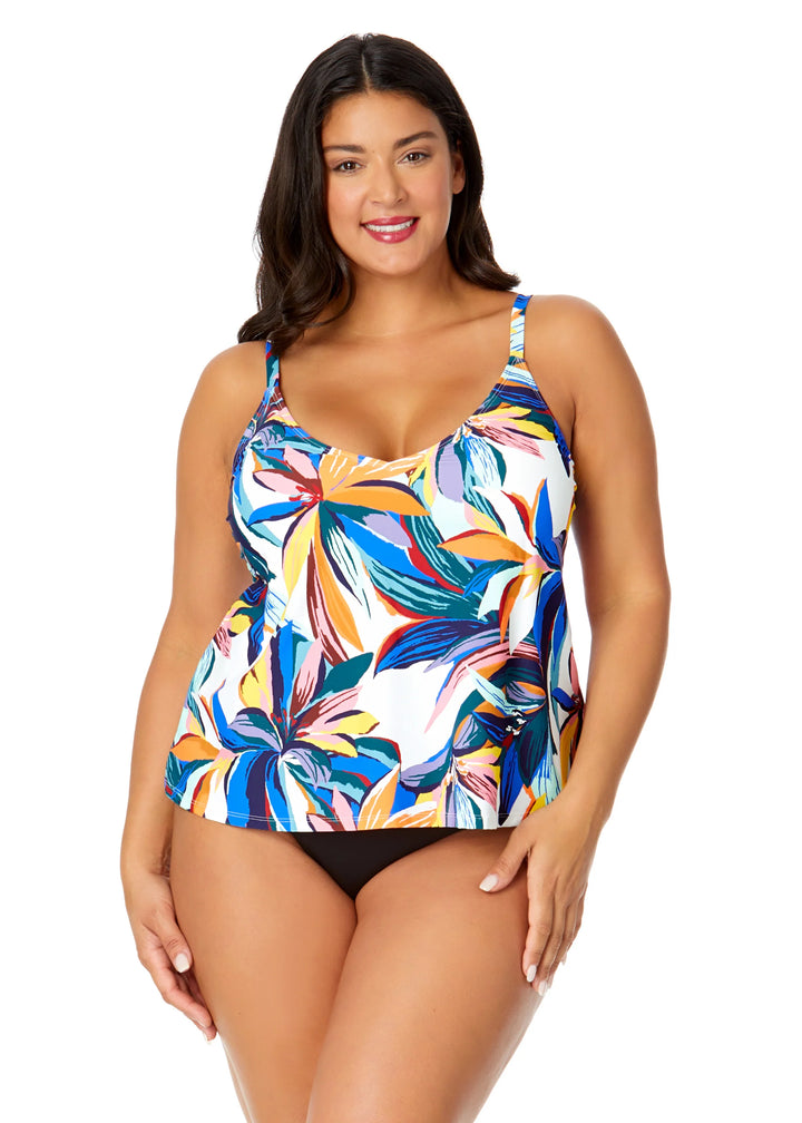 Riviera Floral Easy Triangle Tankini Swim Top
