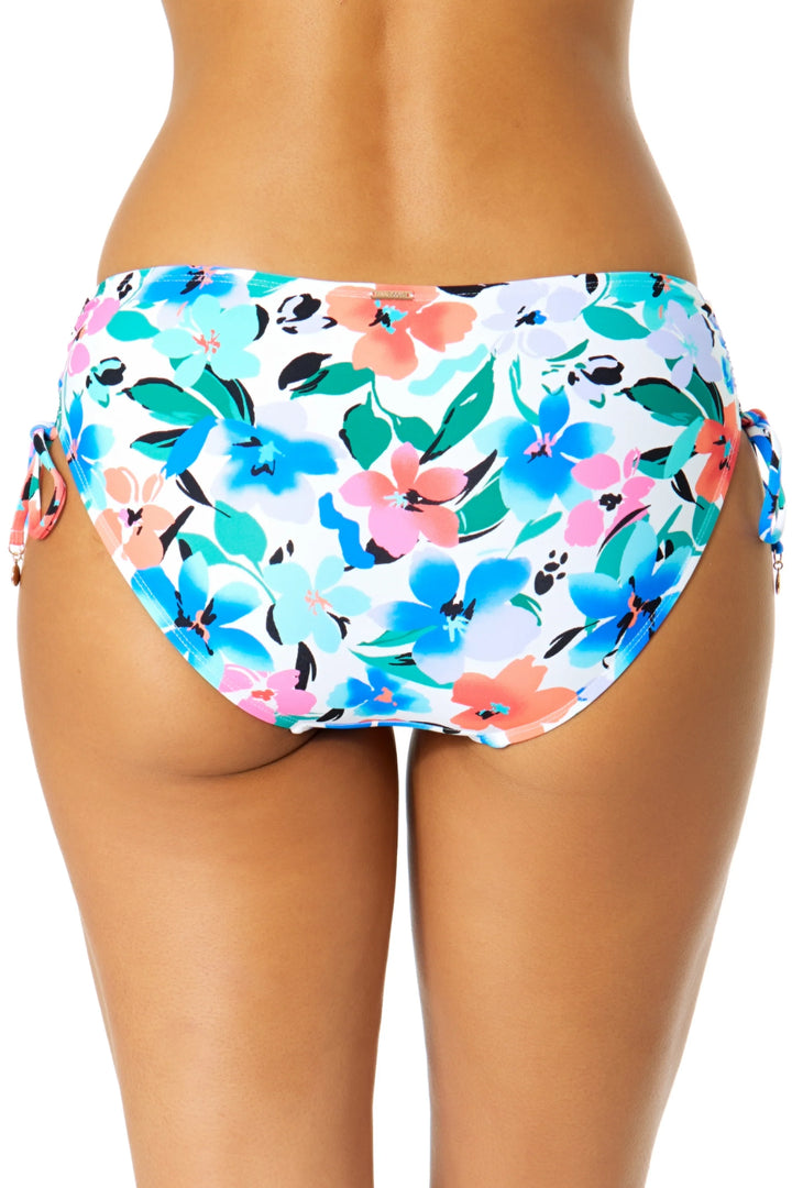 Colorful floral bikini bottom on a white background