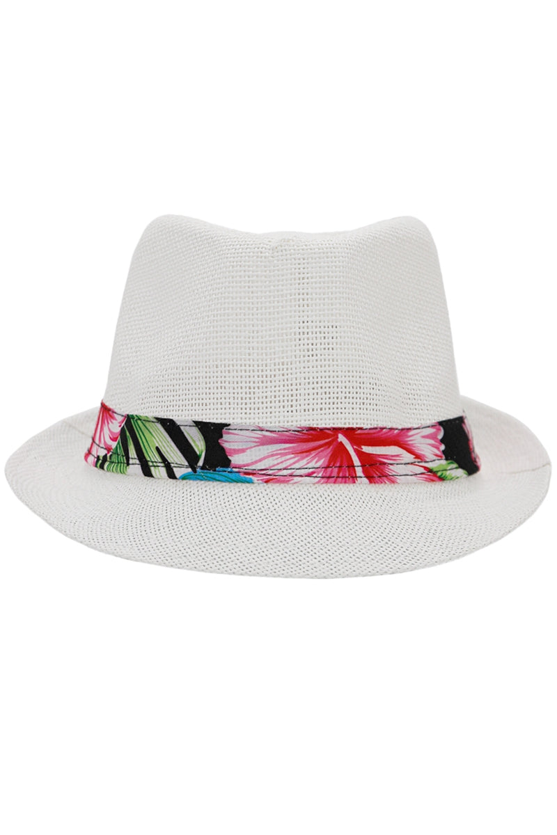 Hibiscus Flower Band Straw Fedora