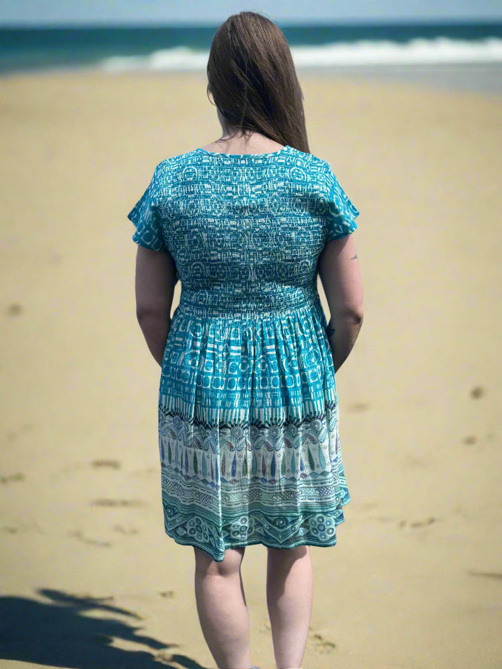 Short Sleeve Smock Midi Dress