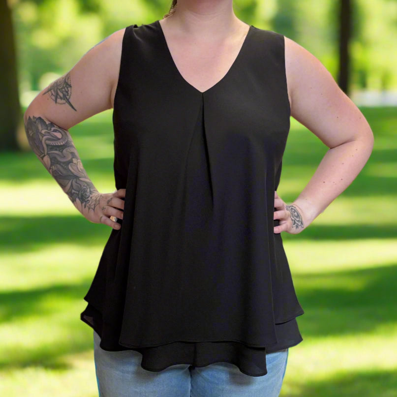 Chiffon Floaty Tunic with V-Neck