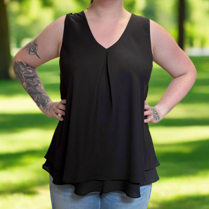 Chiffon Floaty Tunic with V-Neck