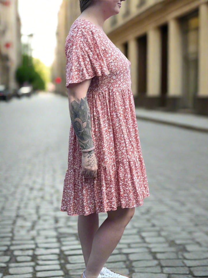 Papa Short Sleeve Floral Mini Dress