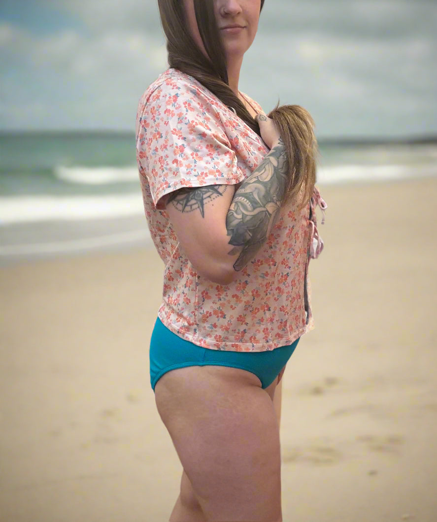 Tie Front Jersey Beach Top - Ditsy Floral