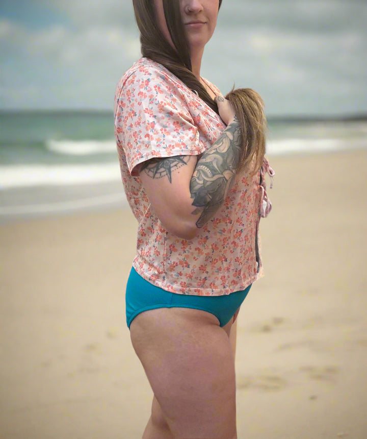 Tie Front Jersey Beach Top - Ditsy Floral