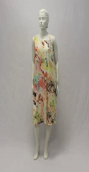 Knit Printed Round Neck Sleeveless Dress