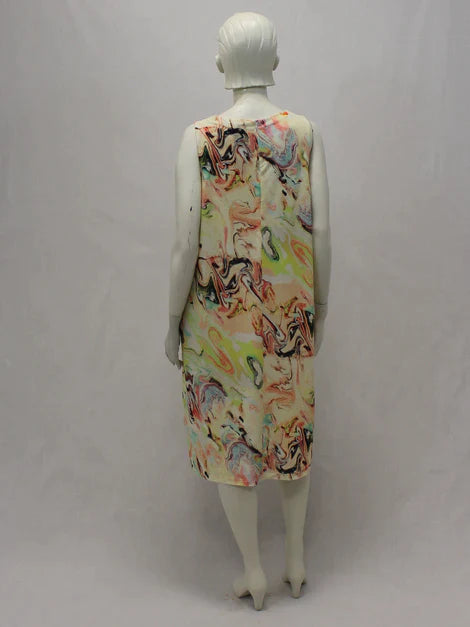 Knit Printed Round Neck Sleeveless Dress
