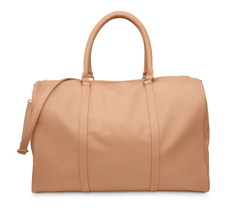 Women's Faux Leather Weekender Travel Bag - Tan