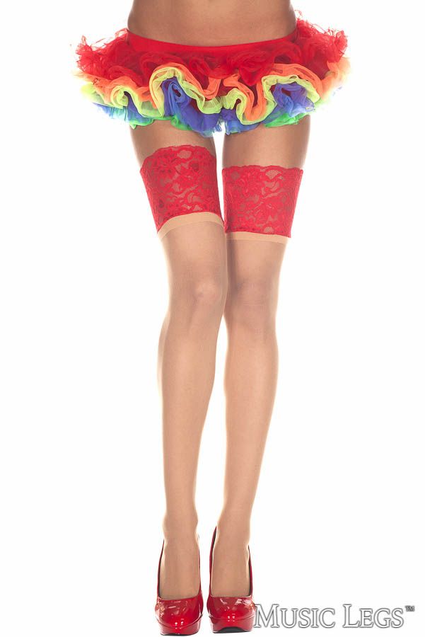 Music Legs Wide Contrast Top Thigh Hi