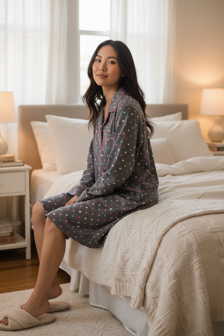 KayAnna Flannel Dot Nightshirt