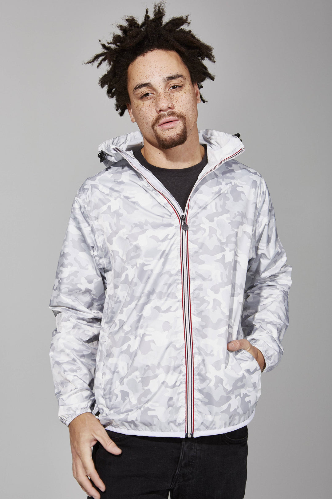 Full Zip Packable Camo Rain Jacket
