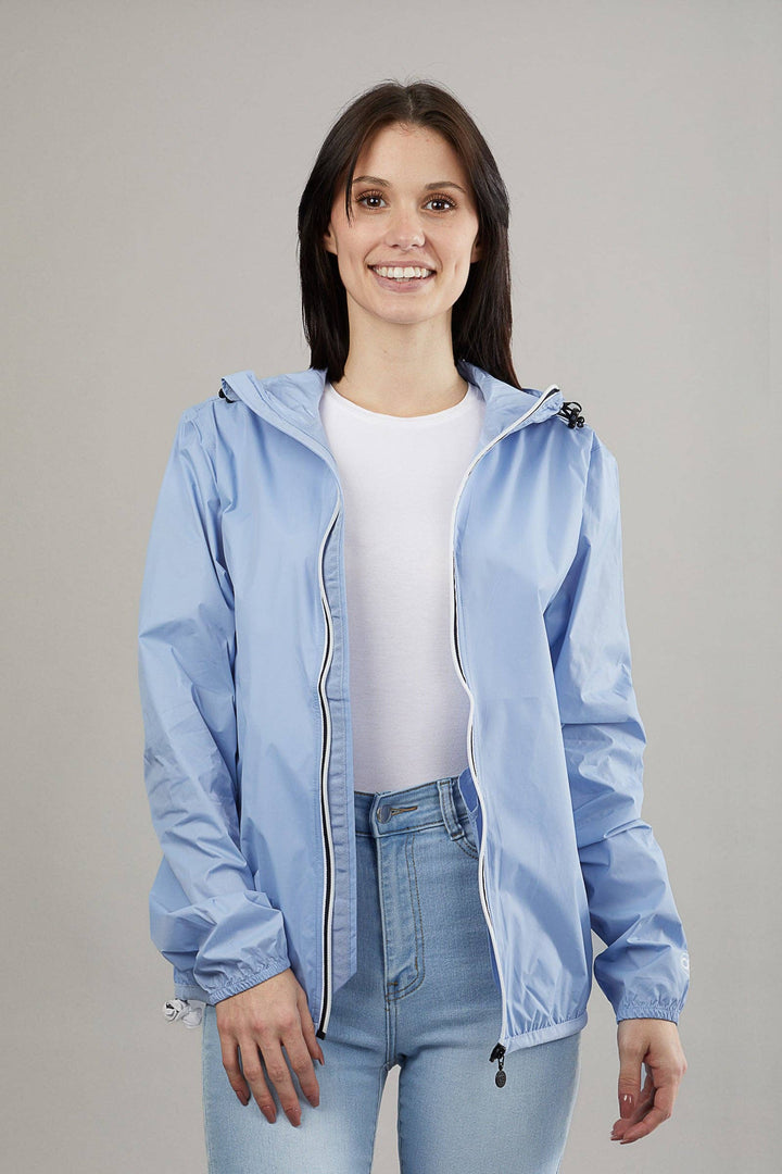 Women Boyfriend fit Zip Front  Packable Rain Jacket