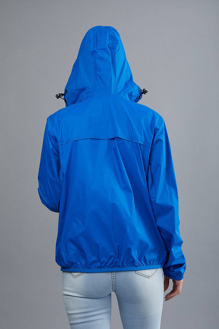 Women Boyfriend Fit Royal blue Full Zip Packable Rain Jacket