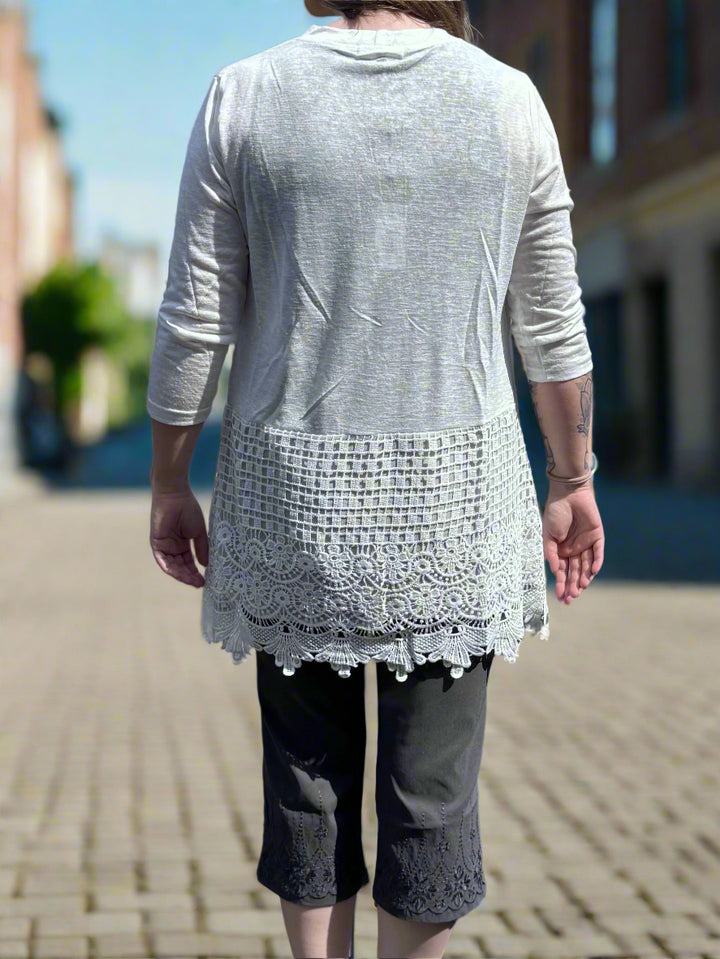 Papa Eyelet Lace Bottom Cardigan