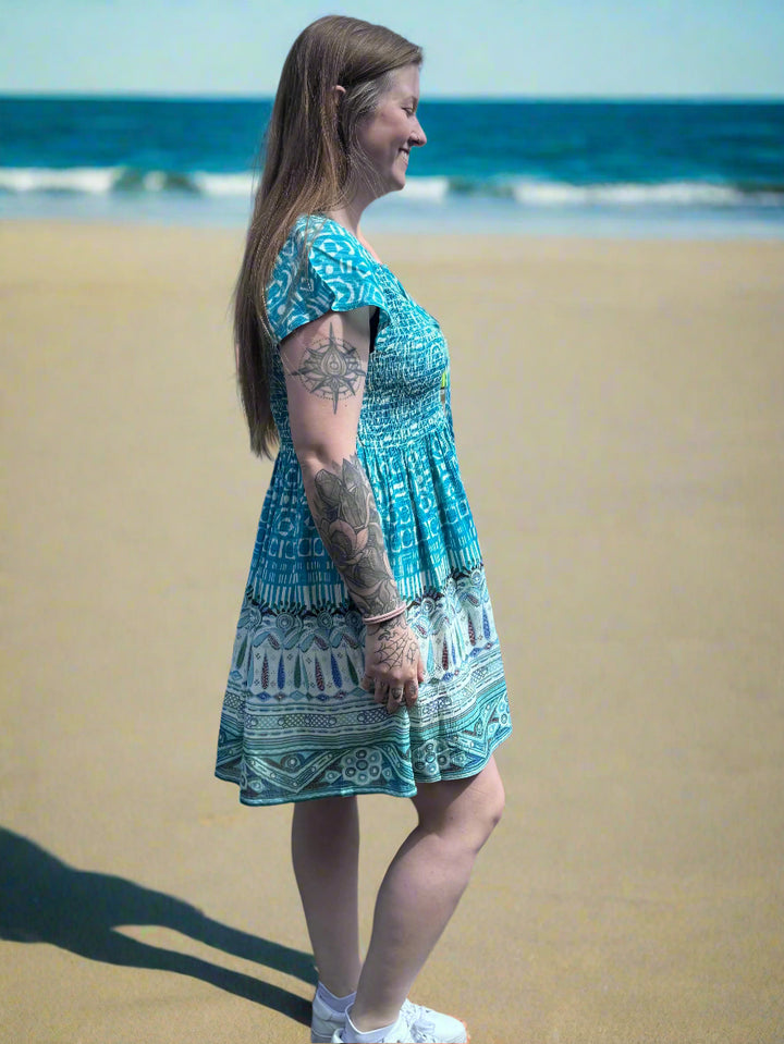 Short Sleeve Smock Midi Dress