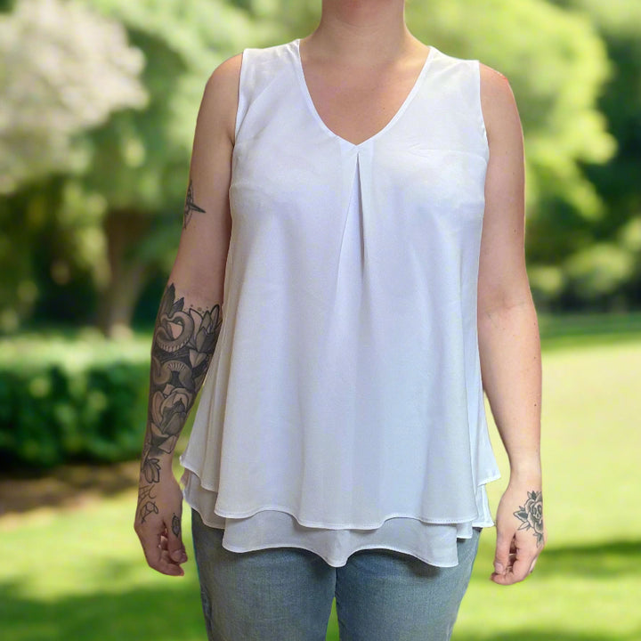 Chiffon Floaty Tunic with V-Neck