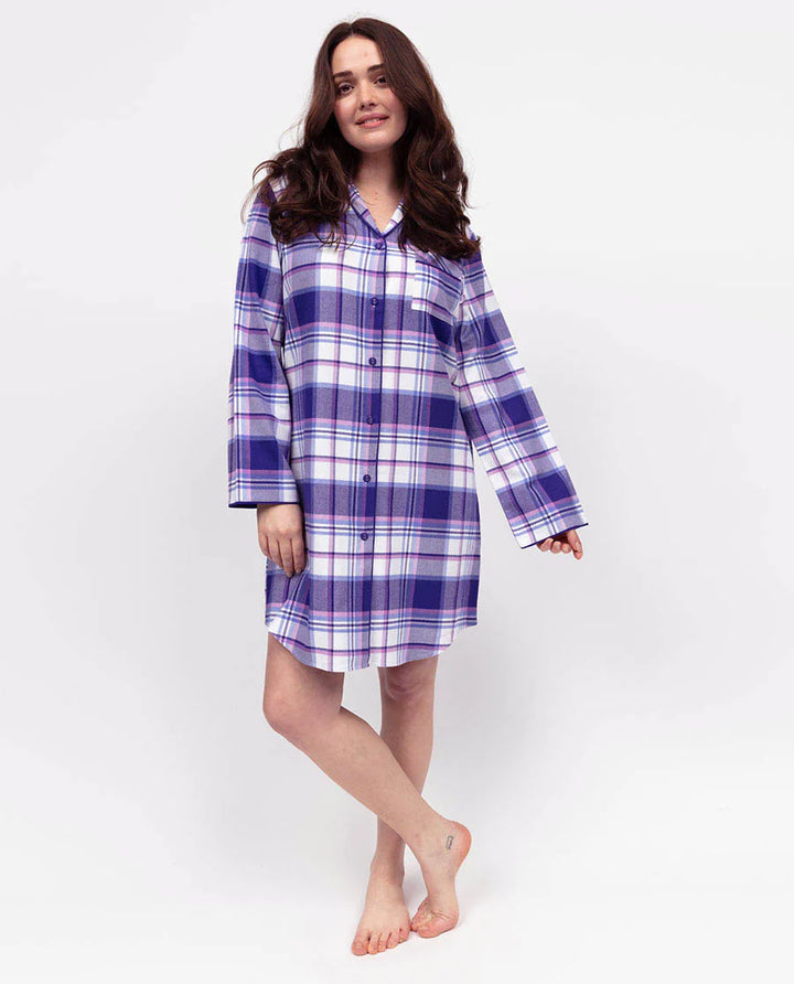 Evolet Brushed Check Nightshirt