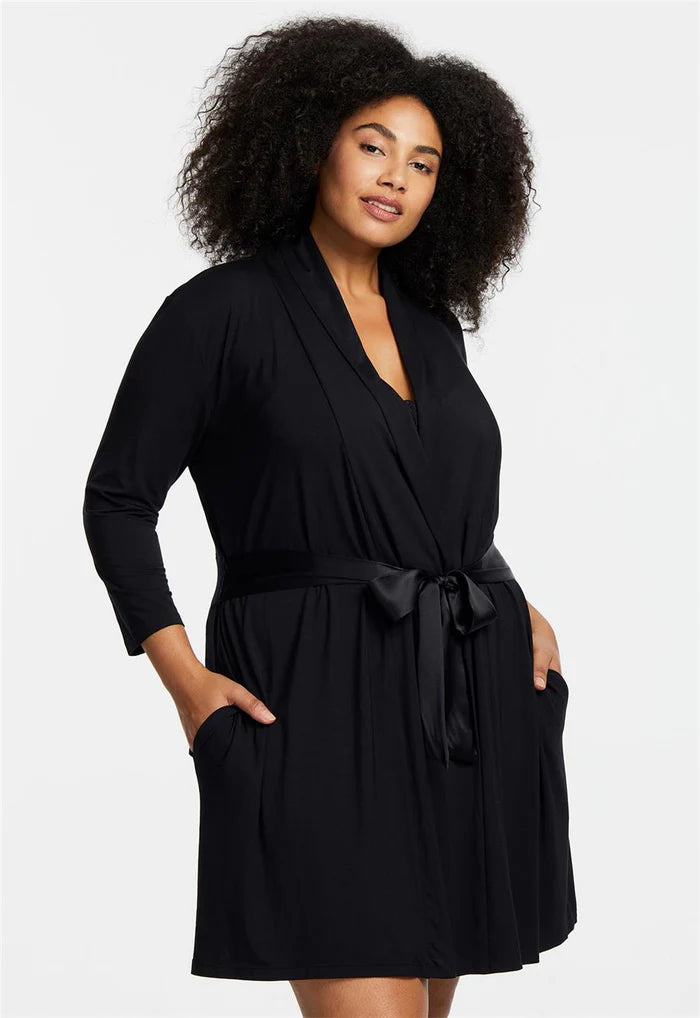 Fleur't Iconic Robe - Black - Sheer Essentials Lingerie & Swimwear