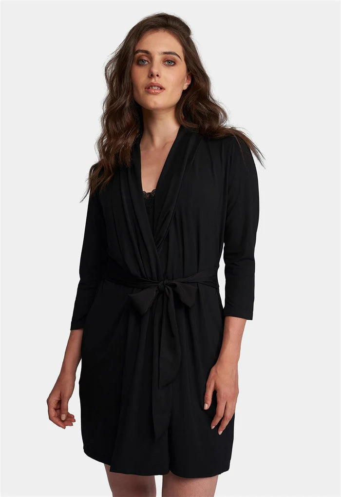 Fleur't Iconic Robe - Black - Sheer Essentials Lingerie & Swimwear