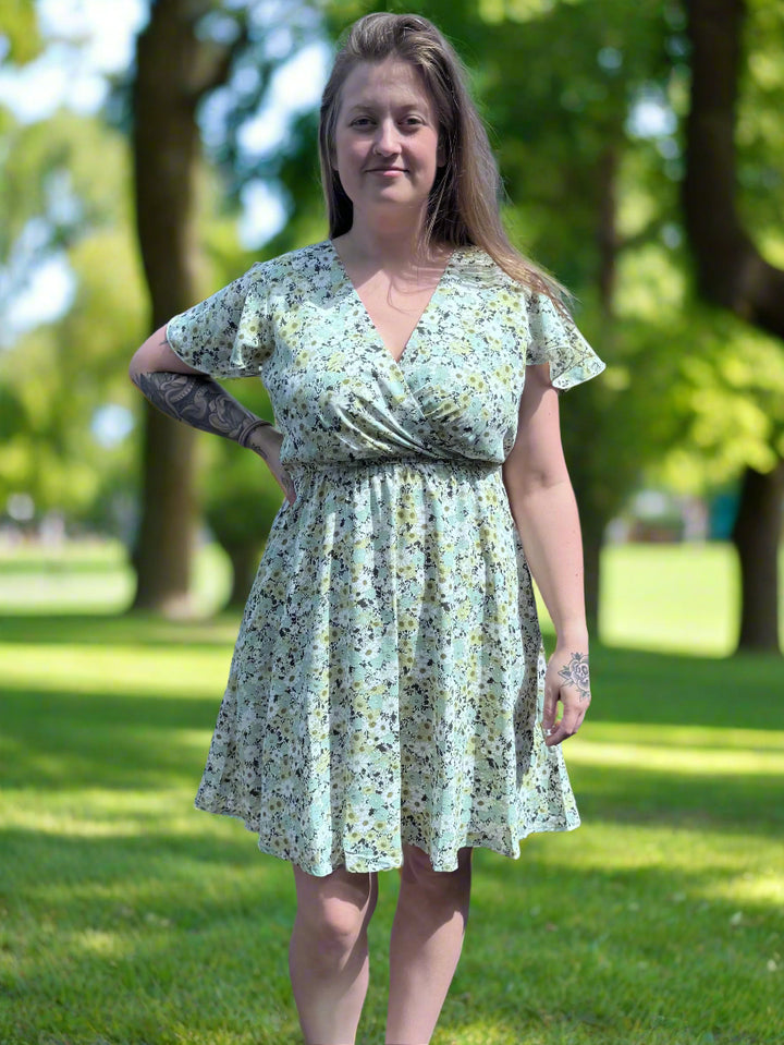Papa Floral Flutter Sleeve Midi Dress