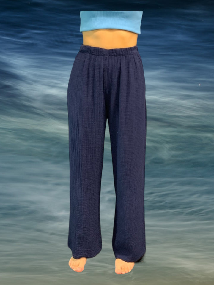 Waffle Cotton Straight Leg Pants