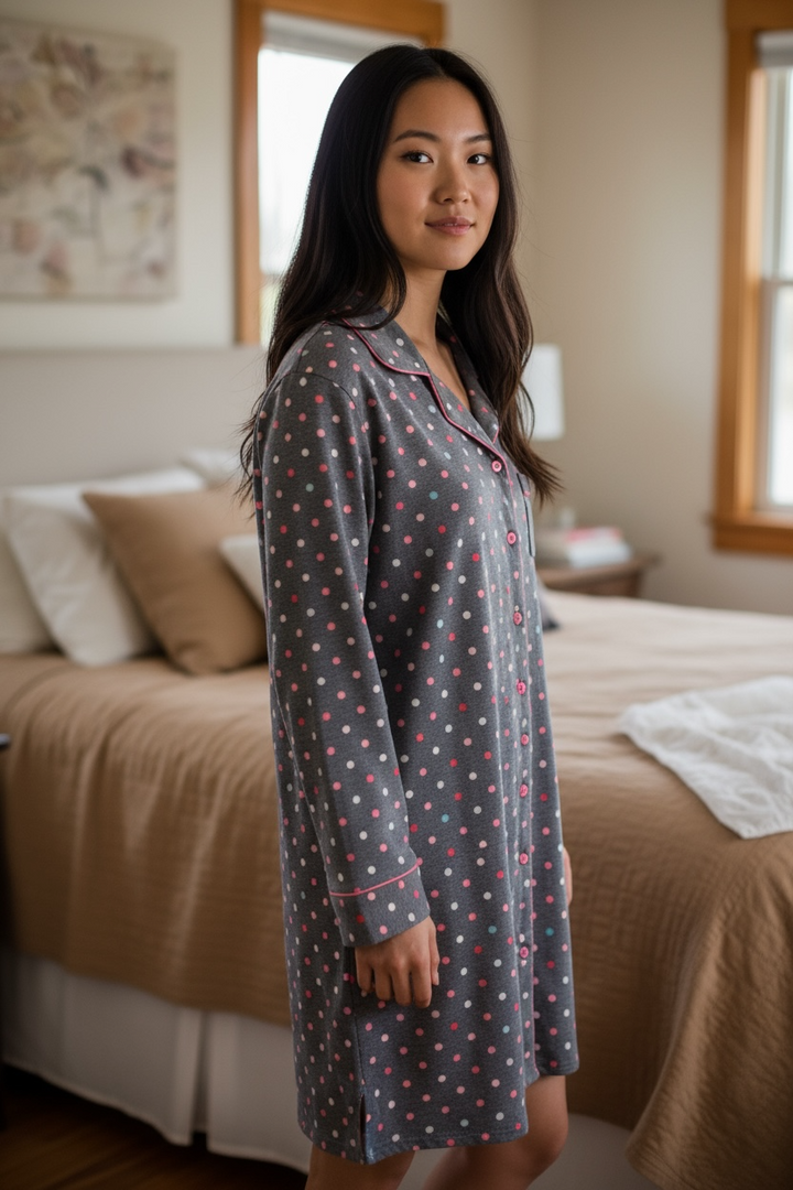 KayAnna Flannel Dot Nightshirt