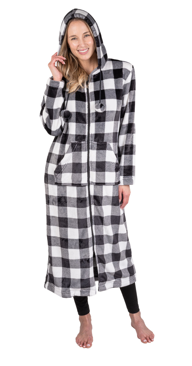 Buffalo Plaid Zip Hooded Robe – Sheer Essentials Lingerie & Swimwear