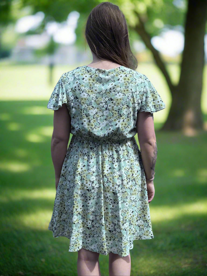 Papa Floral Flutter Sleeve Midi Dress
