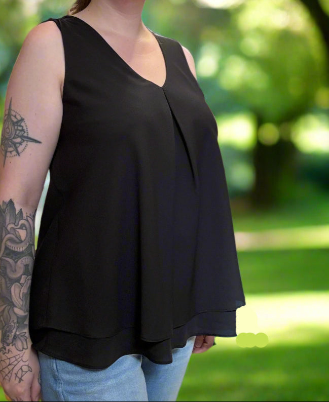 Chiffon Floaty Tunic with V-Neck