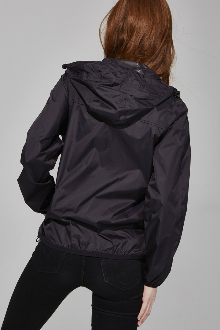 Women Boyfriend Fit Full Zip Packable Rain Jacket