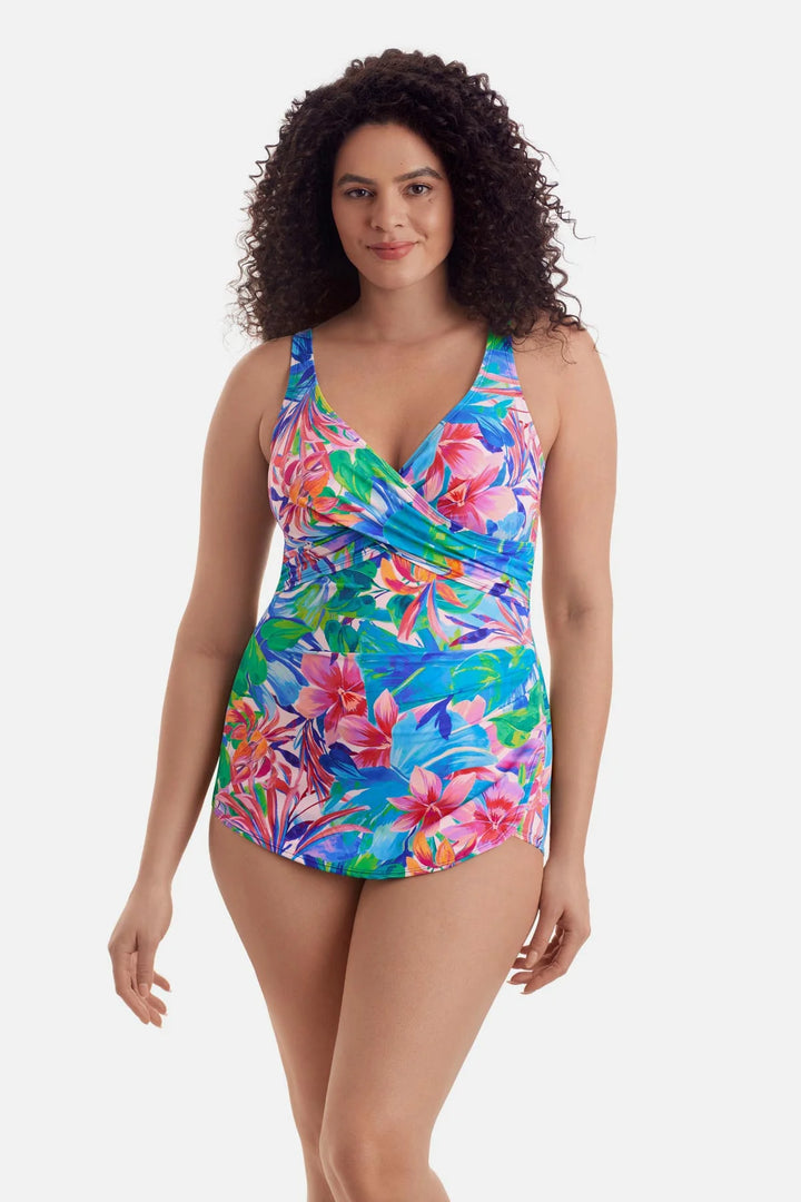 Cross Over Sarong One Piece - Water Tropics