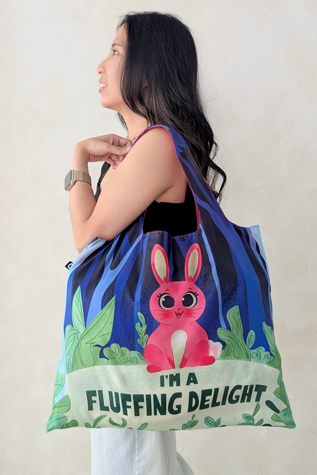 Uptown Sox Foldable Tote Bag - Funny Bunny