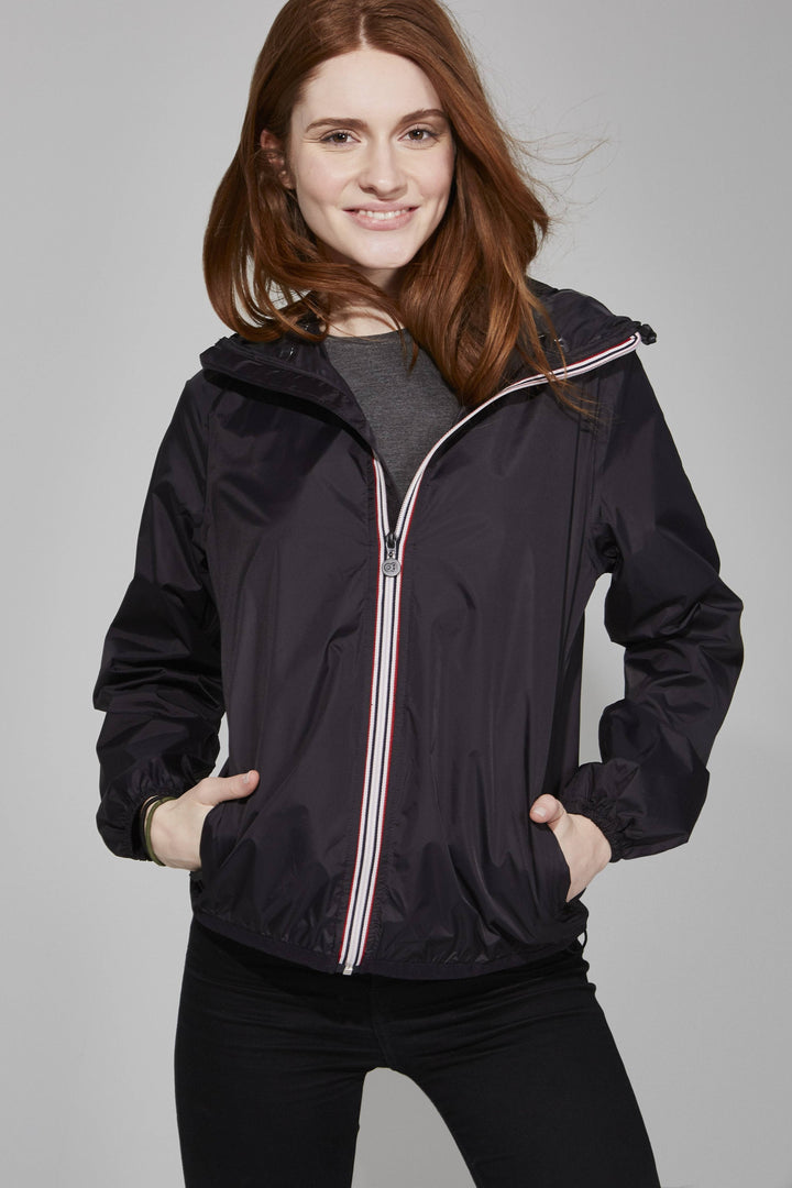 Women Boyfriend Fit Full Zip Packable Rain Jacket