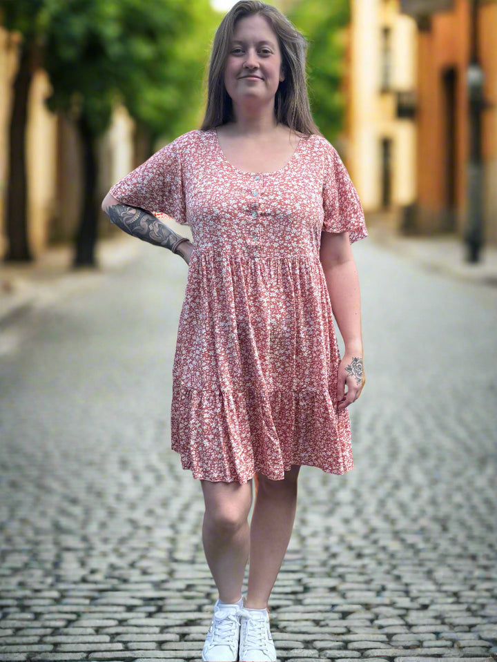 Papa Short Sleeve Floral Mini Dress