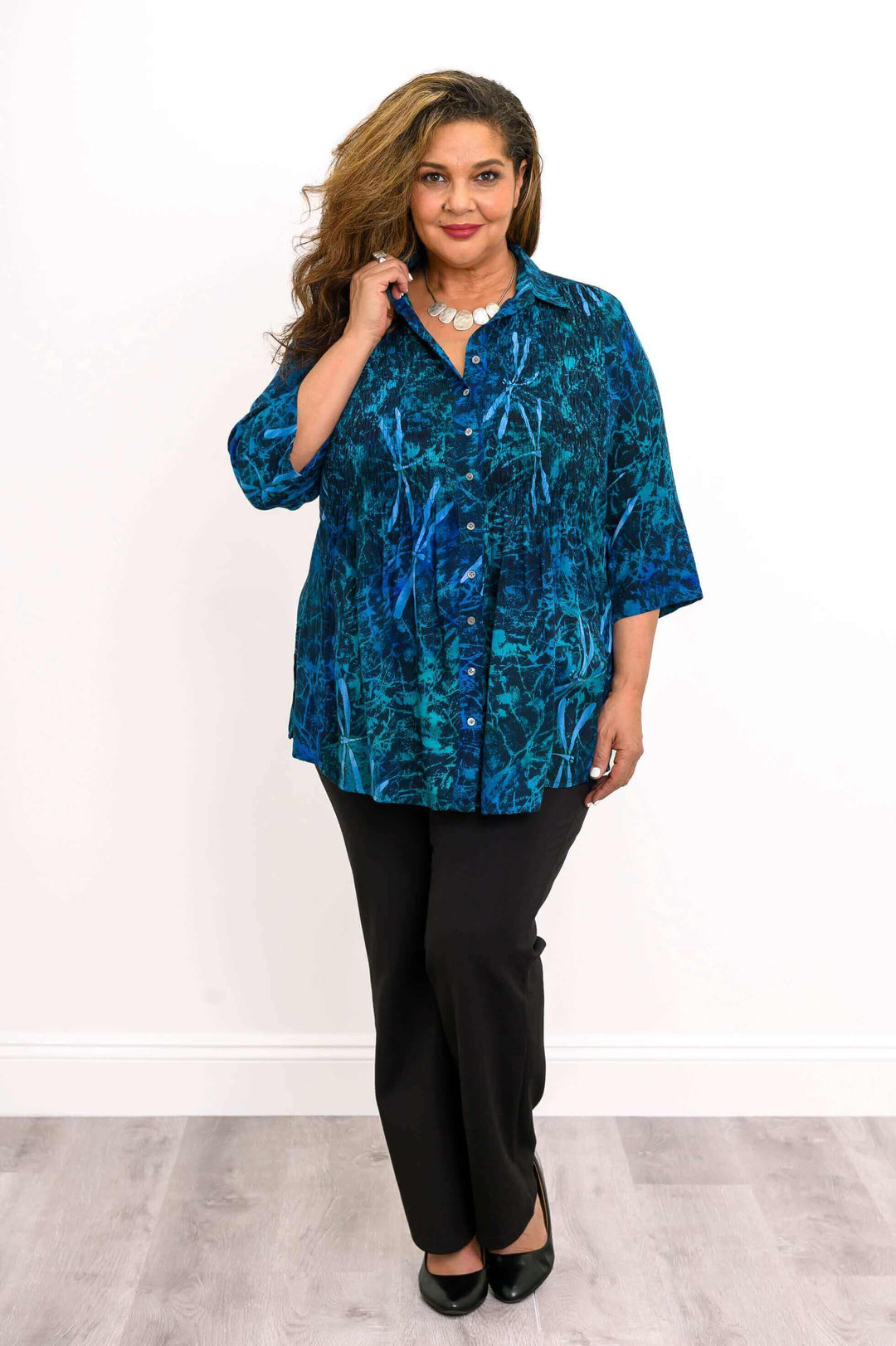 Cindy 3/4 Sleeve Top - Blue Quartz