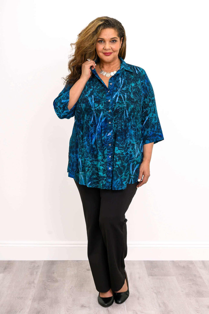 Cindy 3/4 Sleeve Top - Blue Quartz