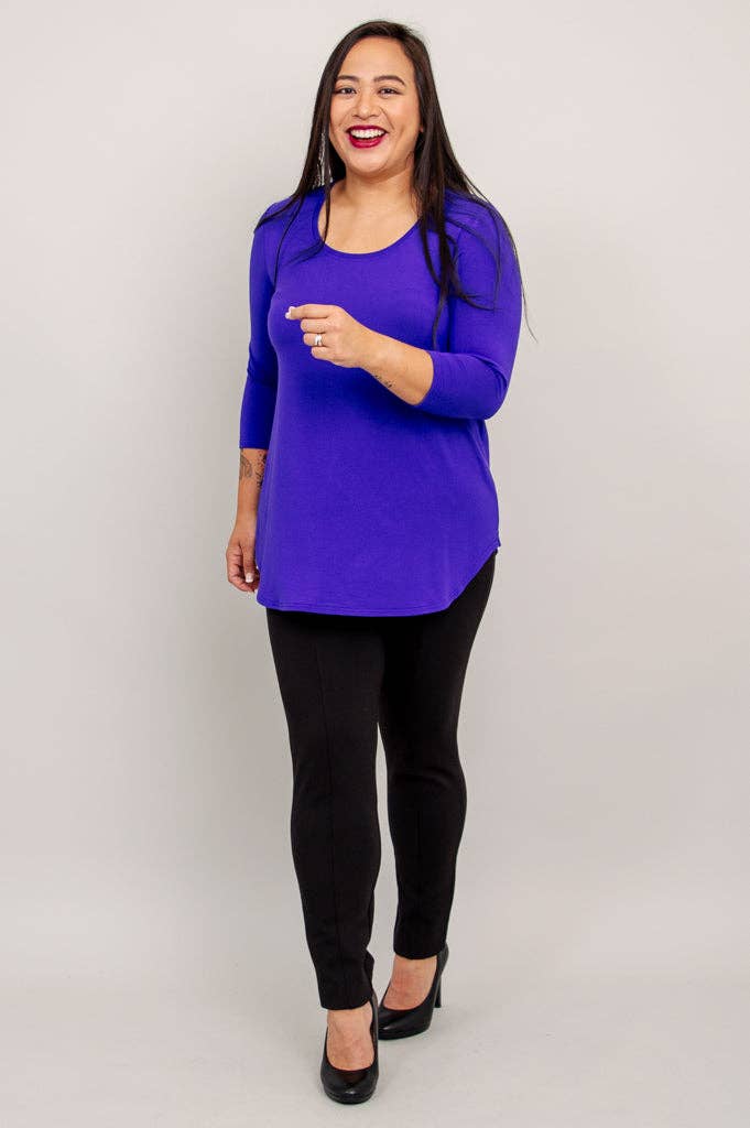 Blue Sky Jazz 3/4 Sleeve Bamboo Top - Violet - Sheer Essentials Lingerie & Swimwear