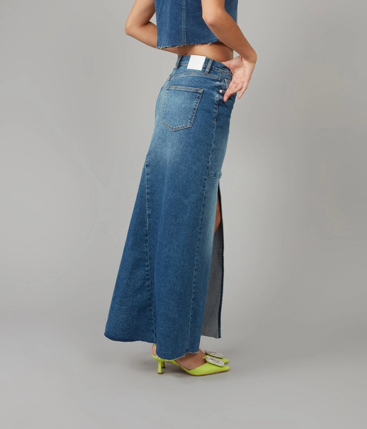 Madlyn High Rise Jean Maxi Skirt