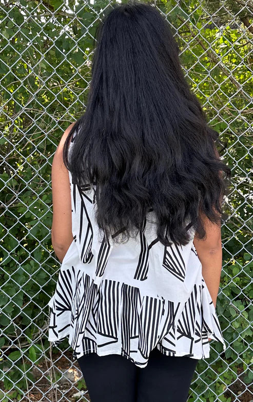 Woven Printed Sleeveless Top - Sheer Essentials Lingerie & Swimwear