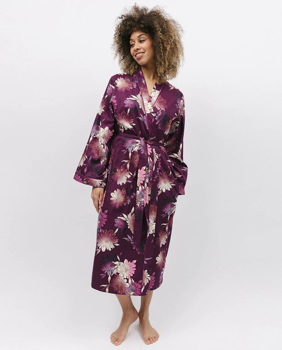 Eve Floral Print Long Wrap Robe
